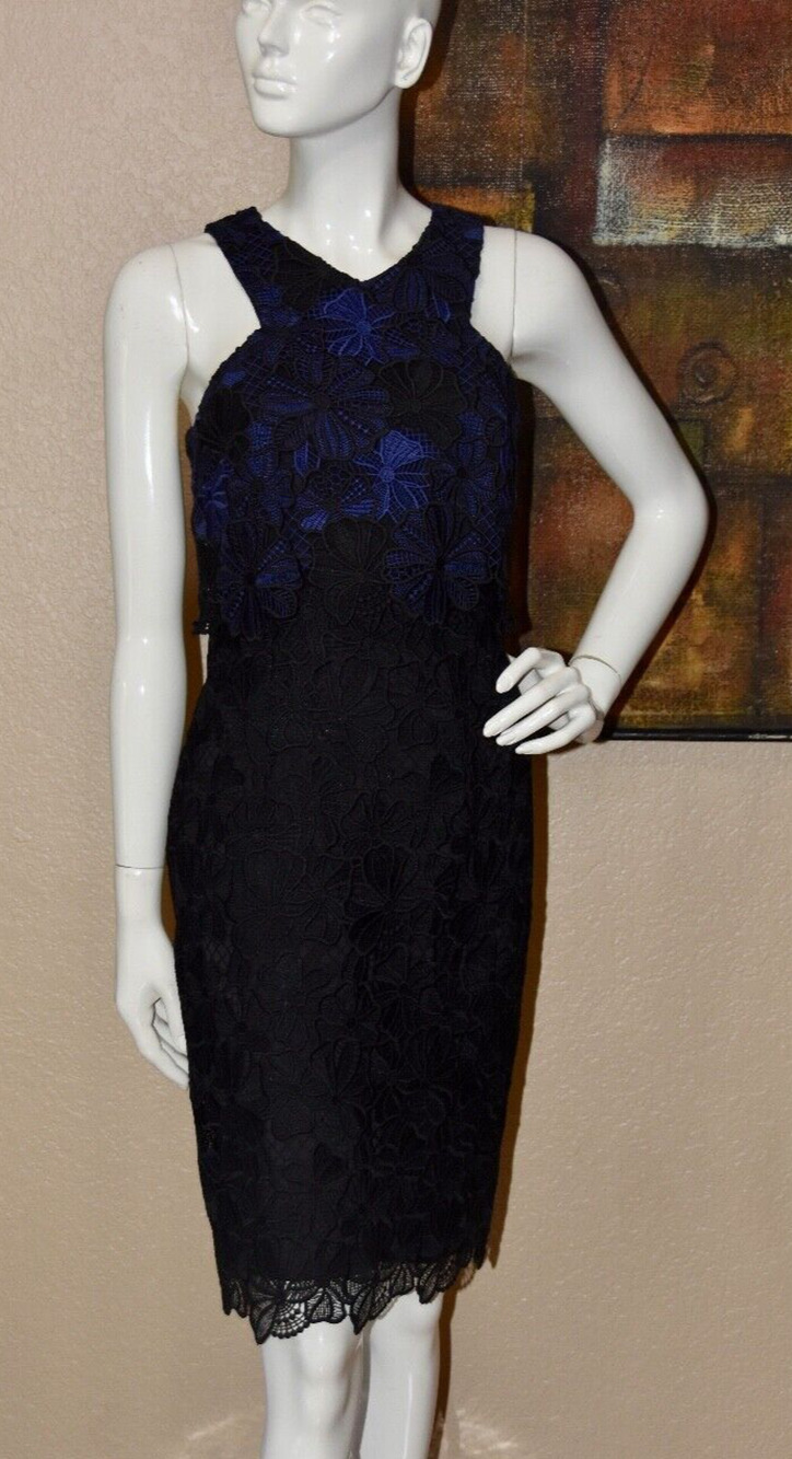 Trina Turk Miranda Floral Crochet Lace Sheath Designer Cocktail Dress Size 2